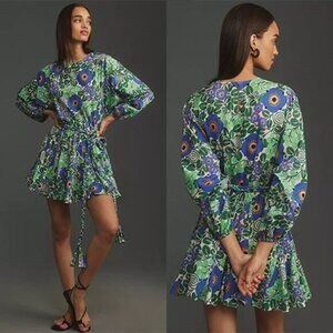 NWT Rhode Ella Wisteria Aura Blossom Mini Dress Women's Green Size: Small